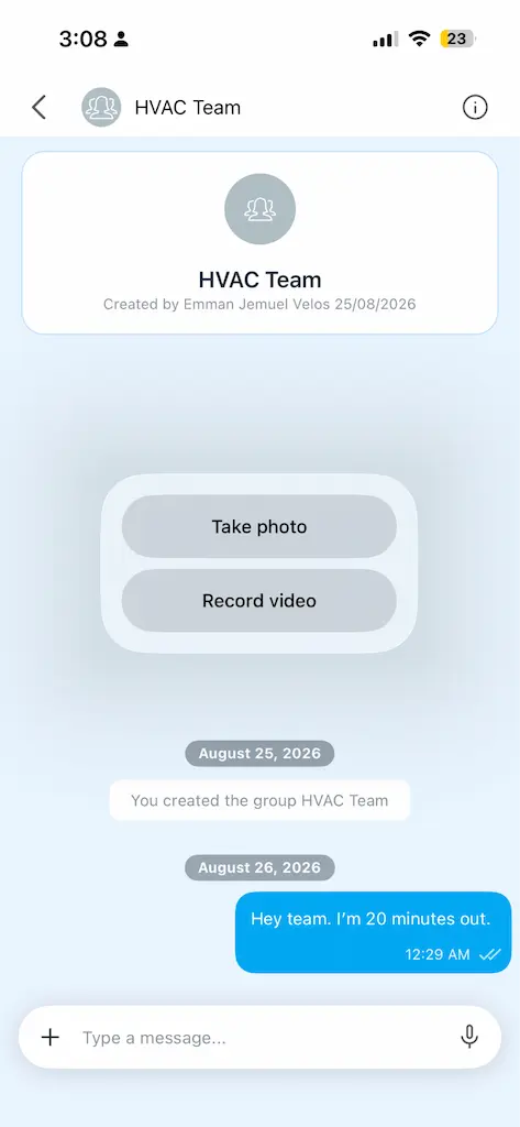 Connecteam chat options