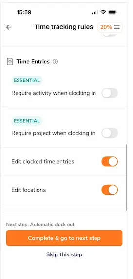 jibble essential plan time tracking requirement