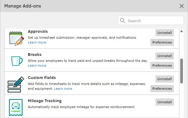 QuickBooks Time Add Ons