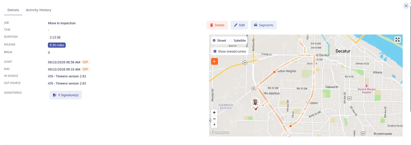 Quicbooks time review: TImeero mileage comparison test