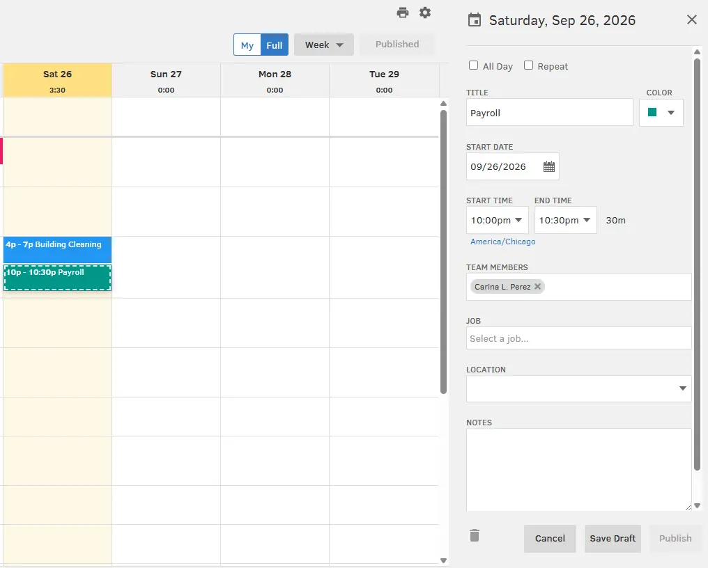 QuickBooks Time scheduling