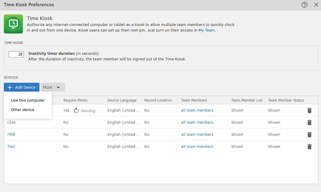 QuickBooks Time Kiosk 