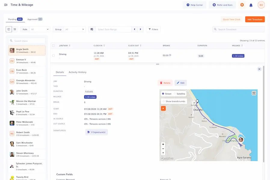 timeero for cleaning companies gps tracking