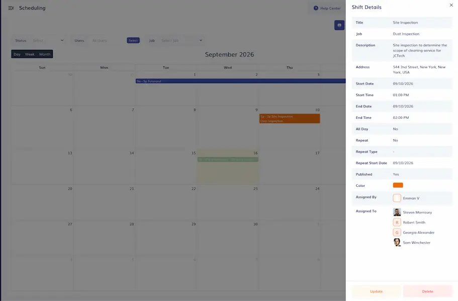 time tracking with scheduling for cleaning companies