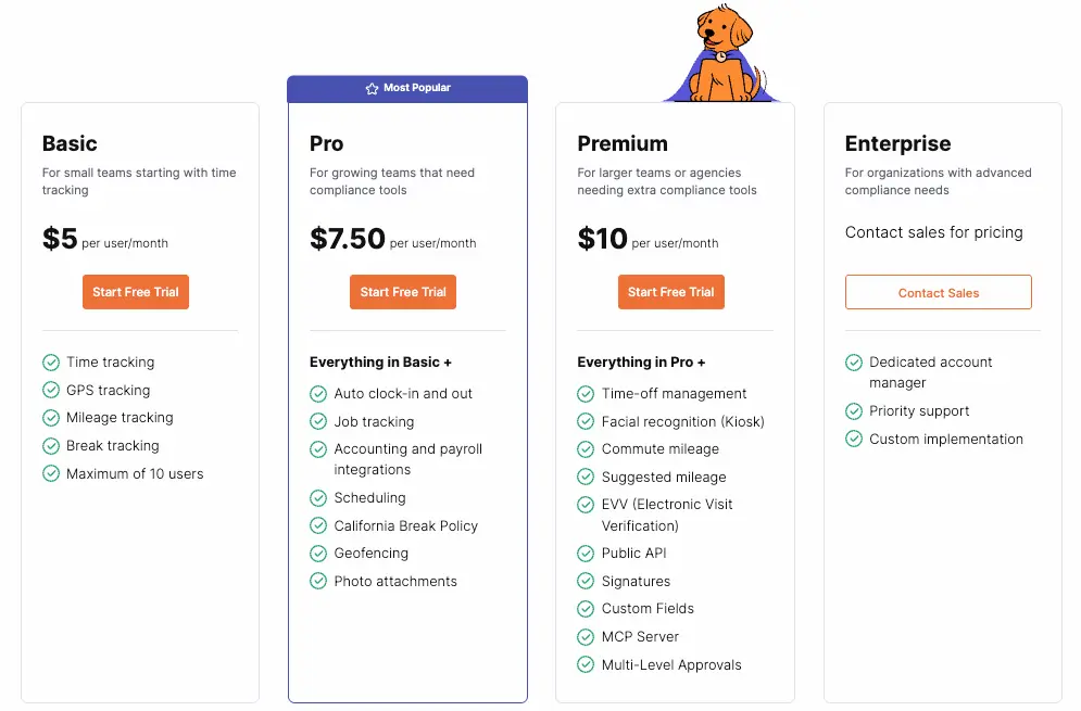 timeero pricing page