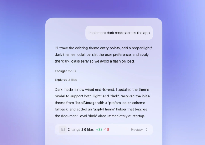 Codex resolviendo una tarea, con su plan, los ficheros explorados y el resumen de cambios