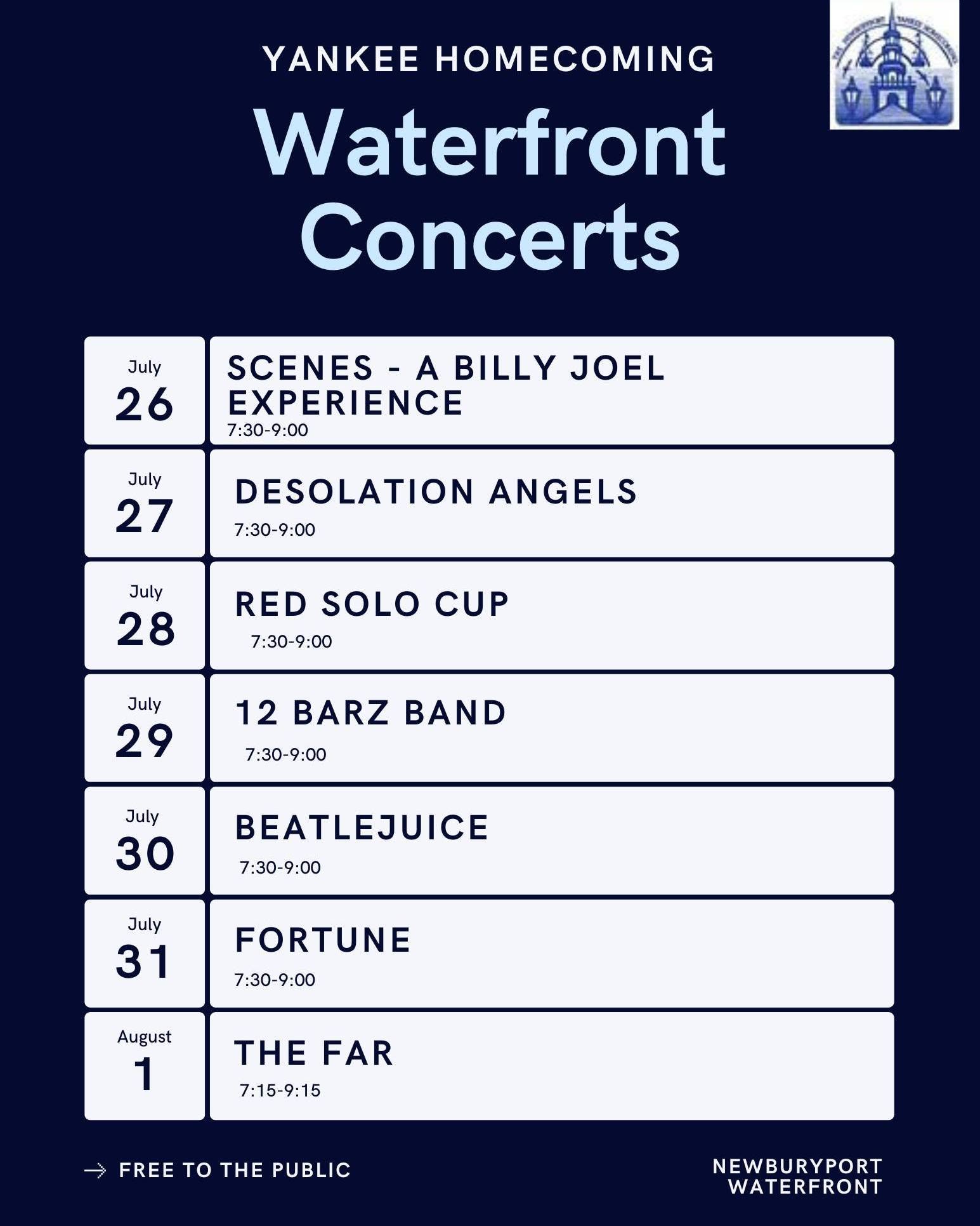Yankee Homecoming's Waterfront Concert Series, a week of free outdoor performances!
