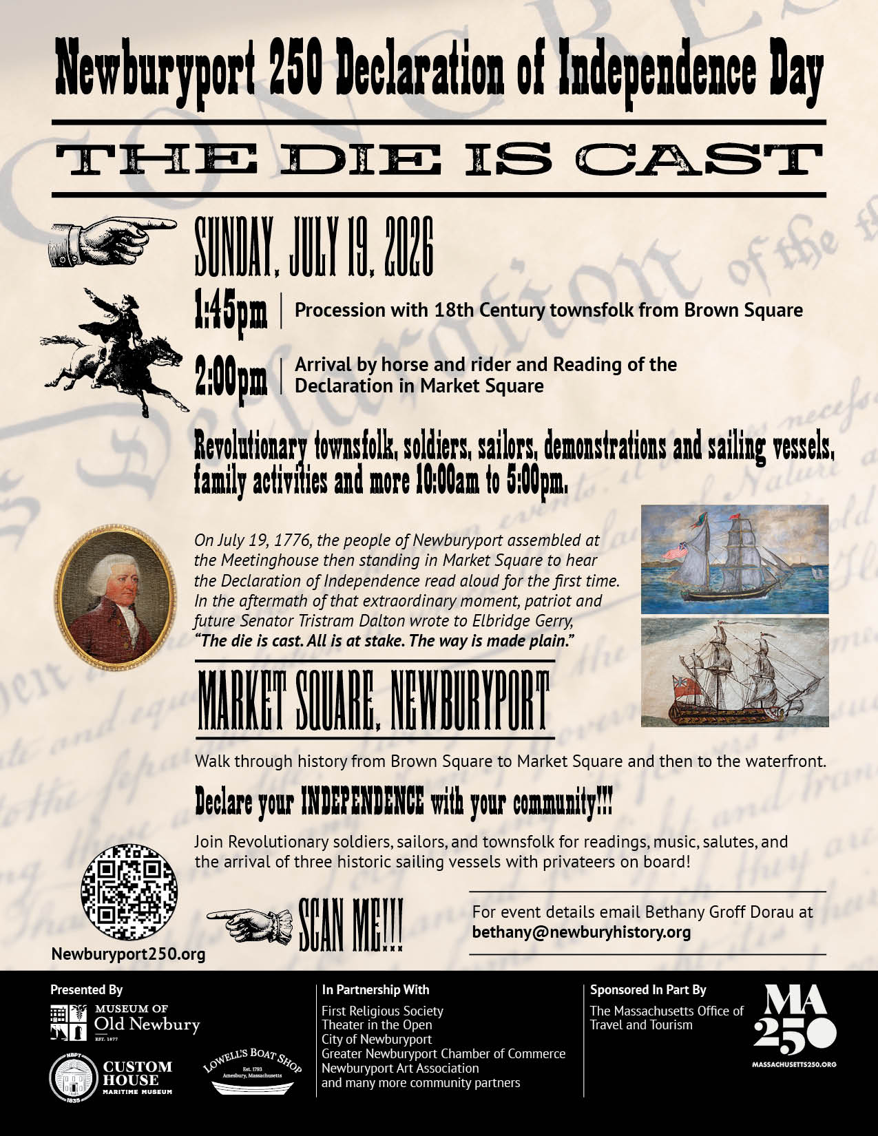 Newburyport 250 Declaration of Independence Day "The Die Is Cast": Presented by Museum of Old Newbury and Custom House Maritime Museum (10:00am to 5:00pm)
