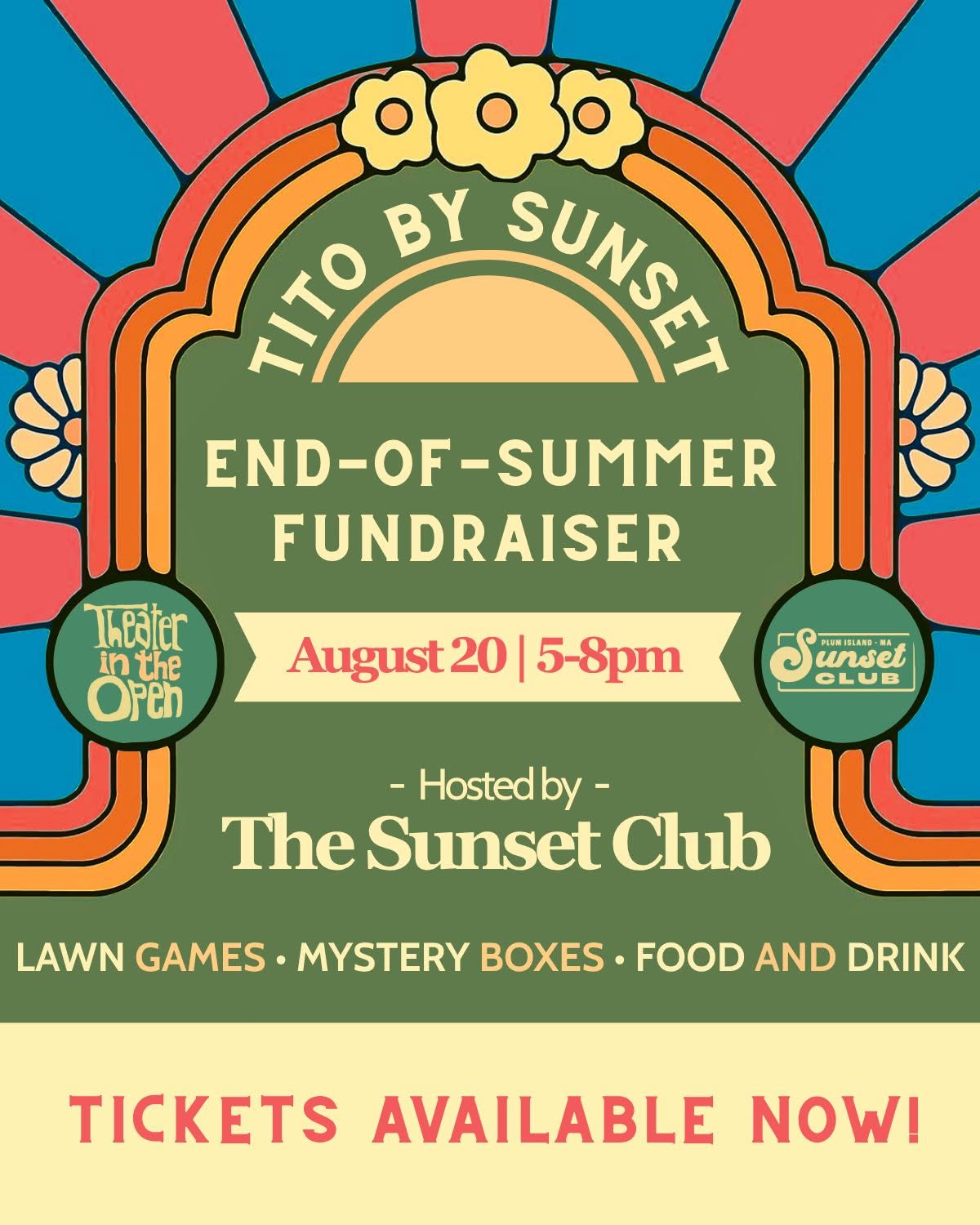 The Second Annual "TITO by Sunset" end-of-summer fundraiser at the Sunset Club on Plum Island -- The Best of Summer in One Fantastic Evening! 