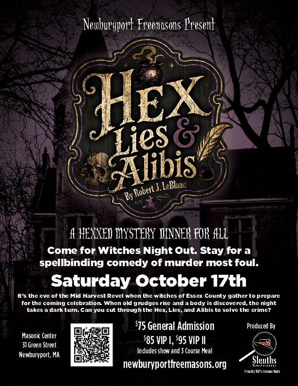 Hex, Lies & Alibis Mystery Dinner presented by the Newburyport Freemasons