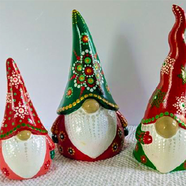 Holiday Mandala Gnome Painting Workshop with Ellen O’Donnell: All materials used in class provided.  Ages 16+ (Boston North Technology Park, Bldg C, 110 Haverhill Rd, Amesbury)