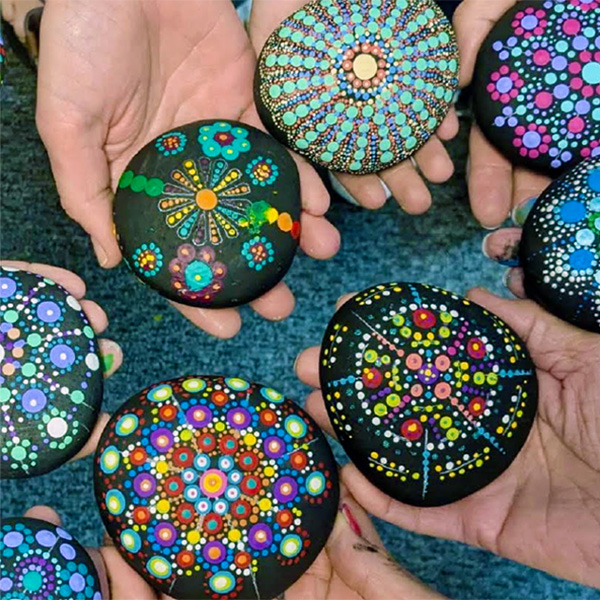 Mandala Dot Rock Painting For Beginners: Led by Ellen O’Donnell -- Students will use small dots of colorful paint to create their own larger, uniquely beautiful designs. (Boston North Technology Park, Bldg C, 110 Haverhill Road, Amesbury)