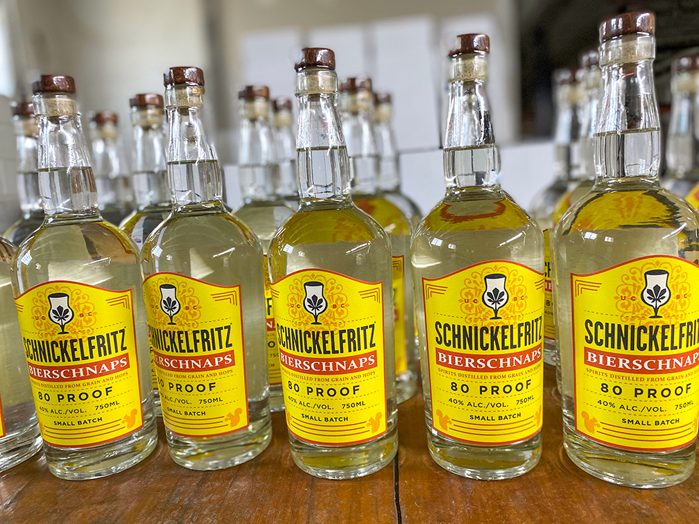 UCBC partnered with Switchgrass Spirits to create German-inspired Schnickelfritz Bierschnaps.