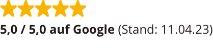 Google Bewertung zeigt 5 Sterne
