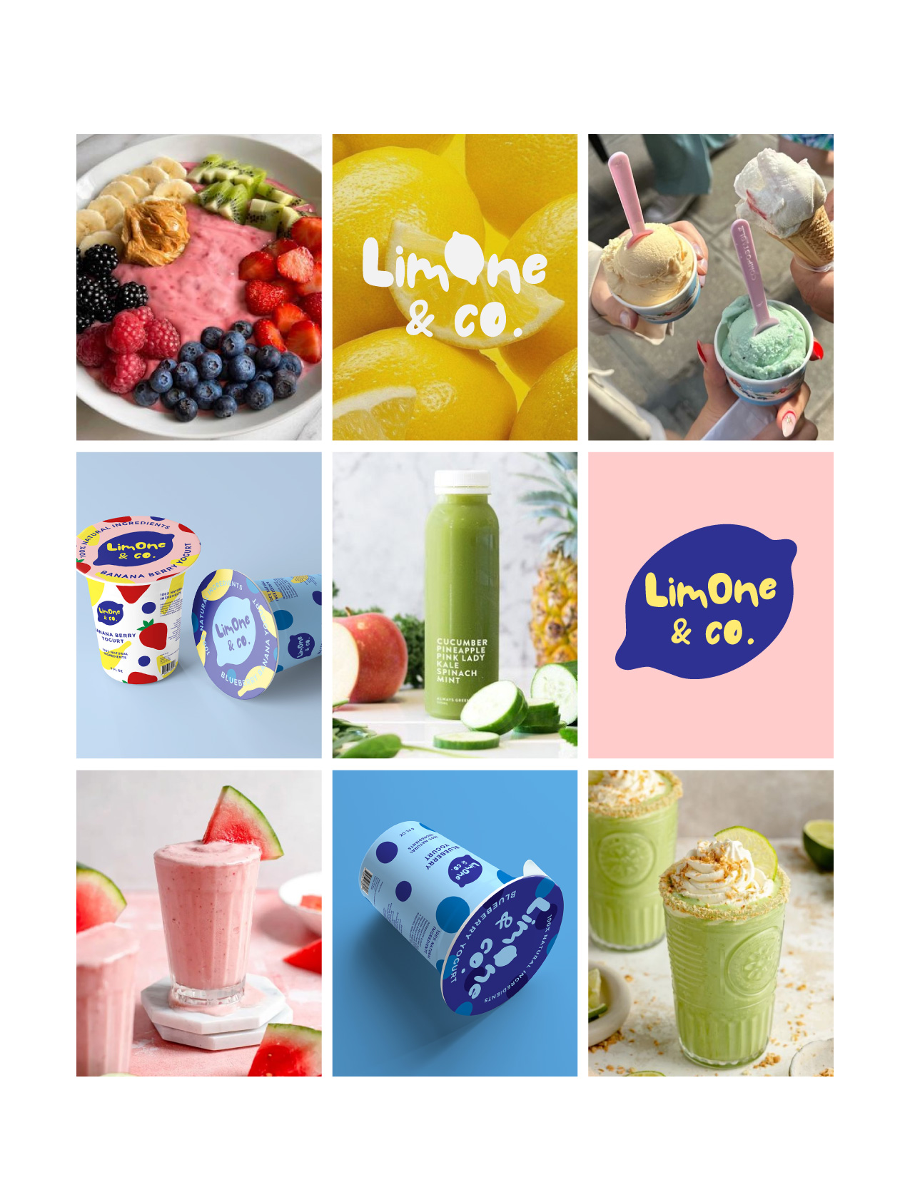 Limone and Co. Instagram feed-style moodboard showing different logo variants