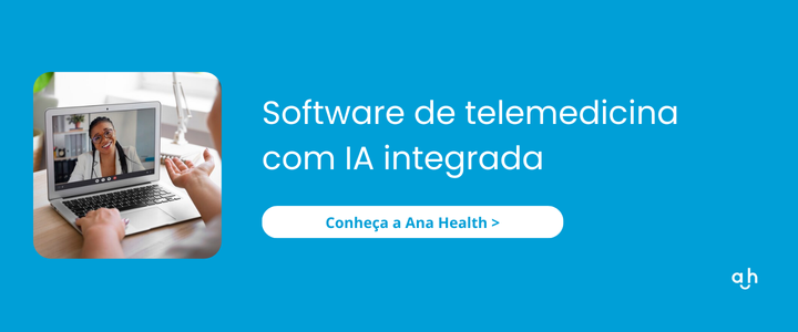 Banner com a escrita "software de telemedicina com IA integrada", para o site da Ana Health.