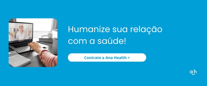 Banner para o site da Ana Health escrito "Humanize sua relação com a saúde".