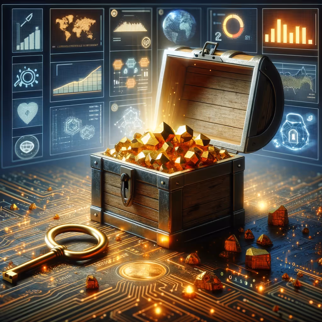 Gold nuggets in a treasure.