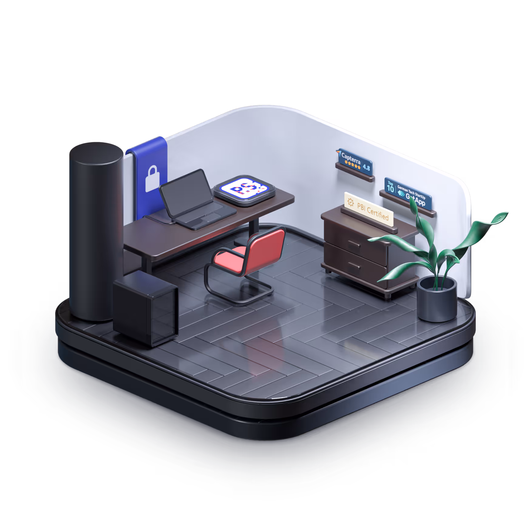 A room which shows the awards of process.science.