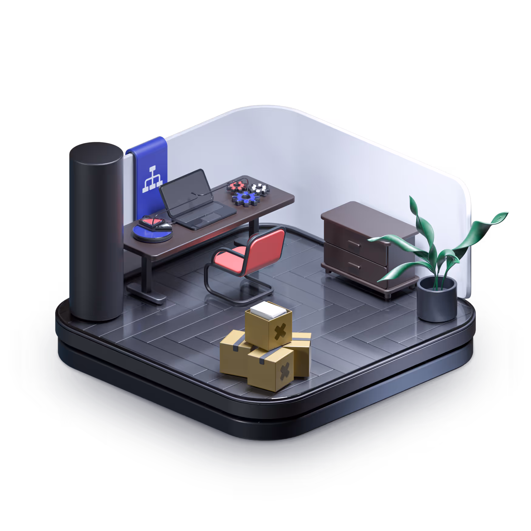 A room which shows the topic of process mining.