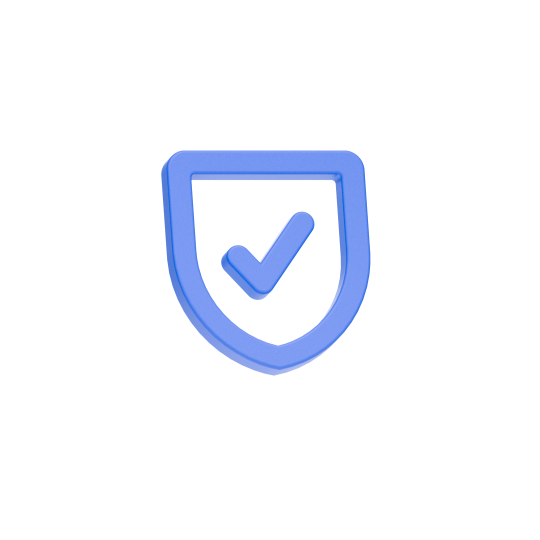 A blue shield with check mark.