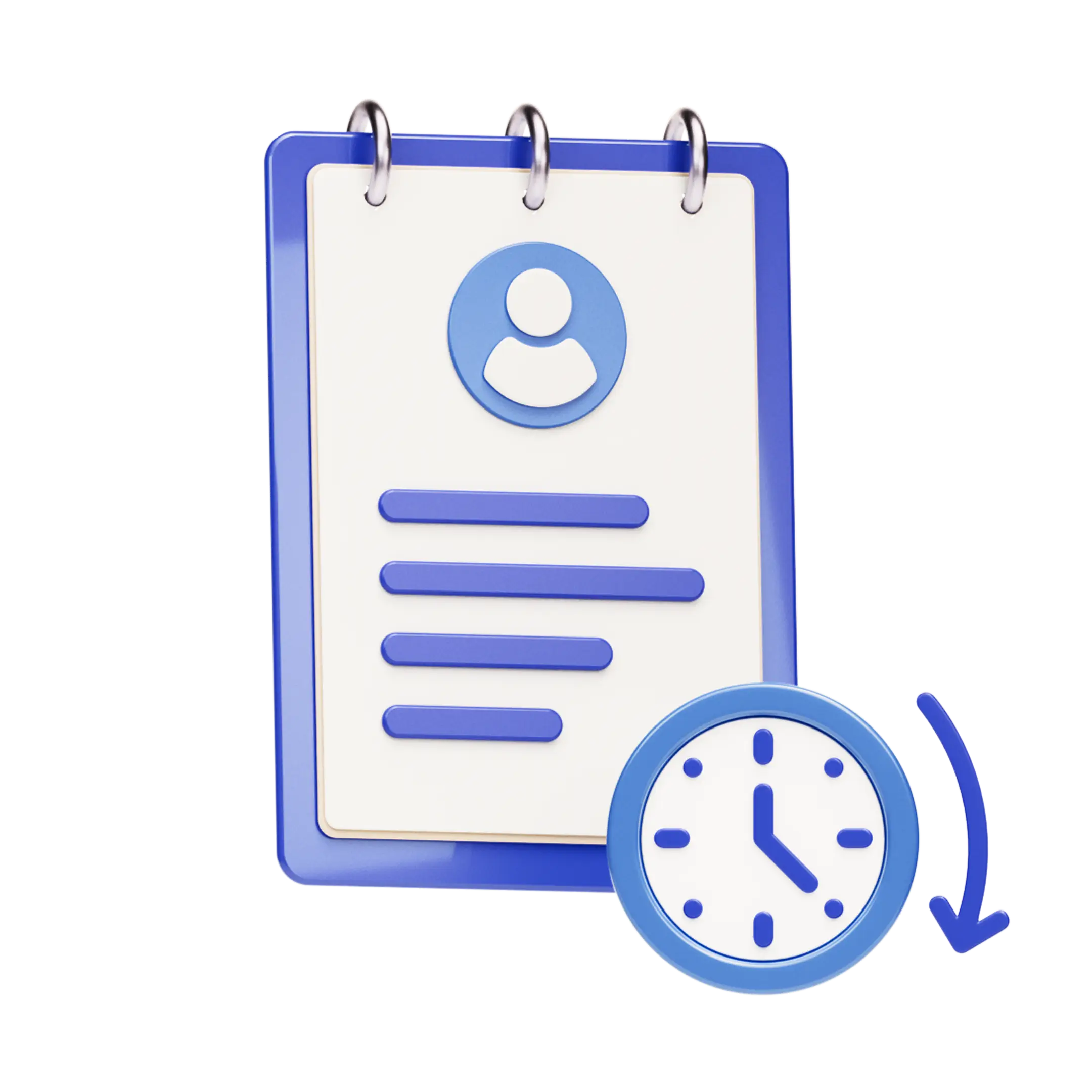 A check list with a clock in the front.