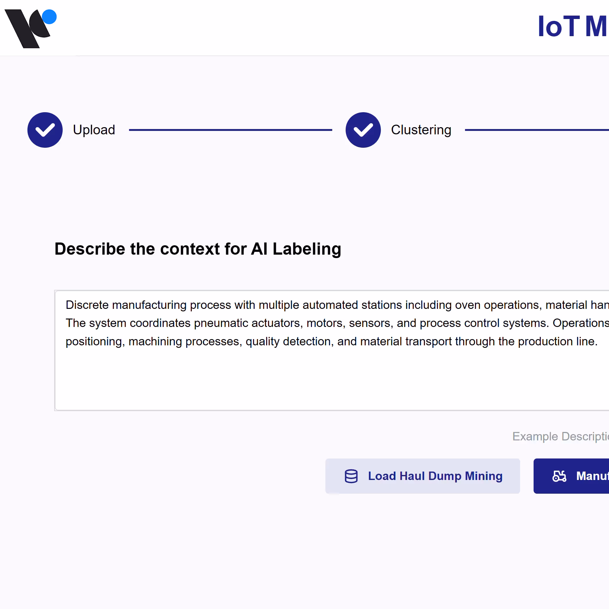 UI showing the labeling of the clusters.