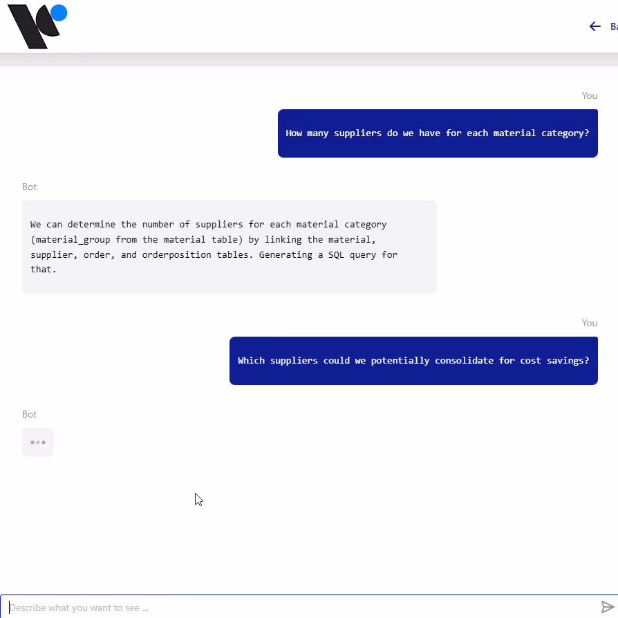 Process.Science Intellgicence Dashboard showing the chat window.