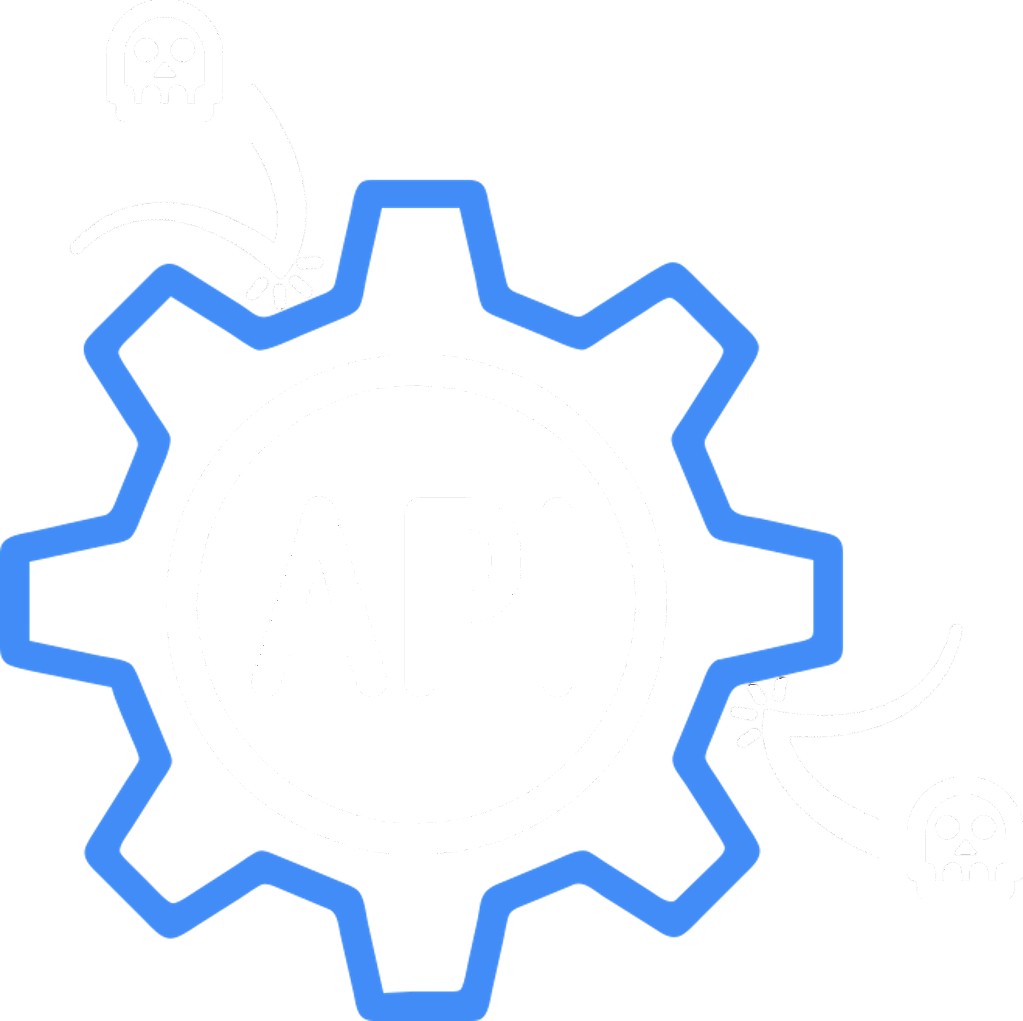 graphic icon of a gear, malicious attacks, and an API object