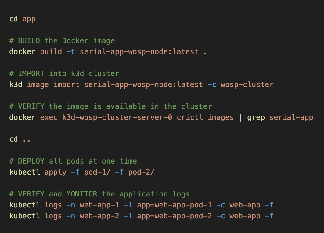 a screenshot image of a Command Line Interface with docker and kubernetes commands