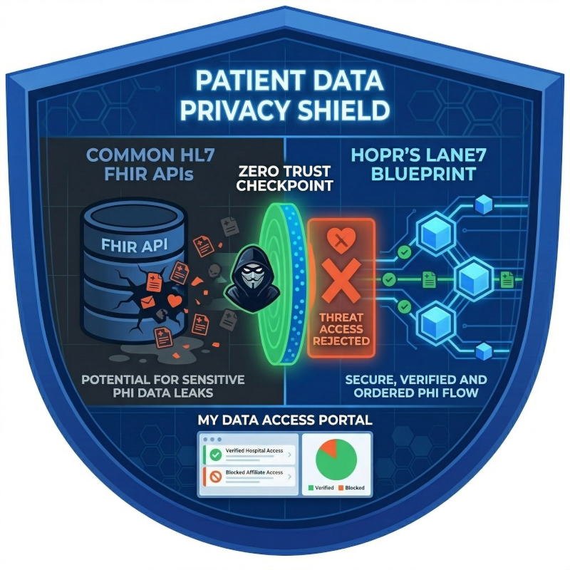 Abstract graphic of a shield and cyber threats rejected by Hopr solutions