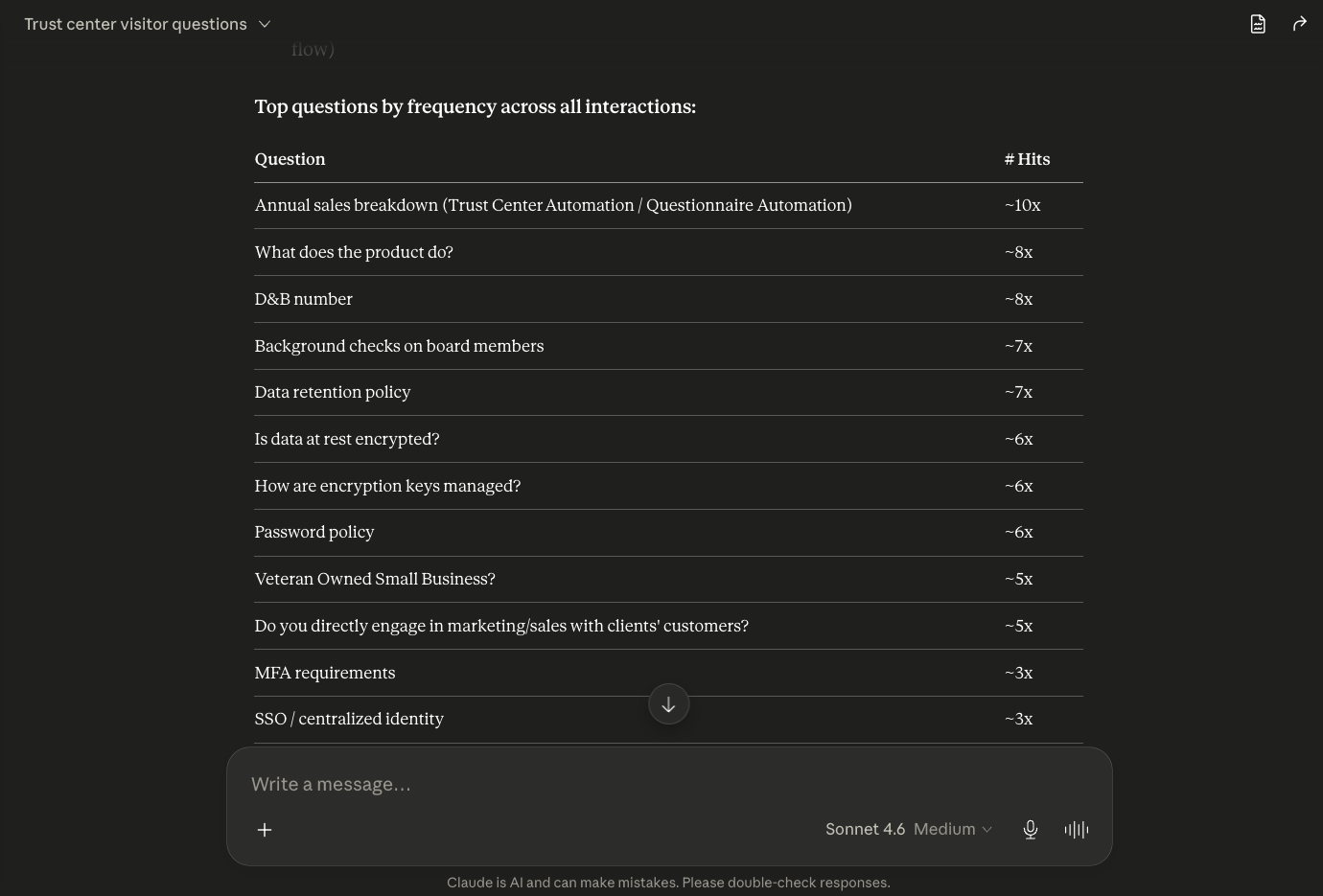 Conveyor MCP answering a security question inside an AI chat