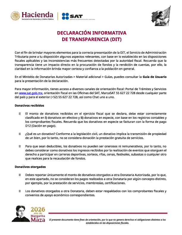 Consideraciones Relevantes Para Presentar La Declaración Informativa De Transparencia