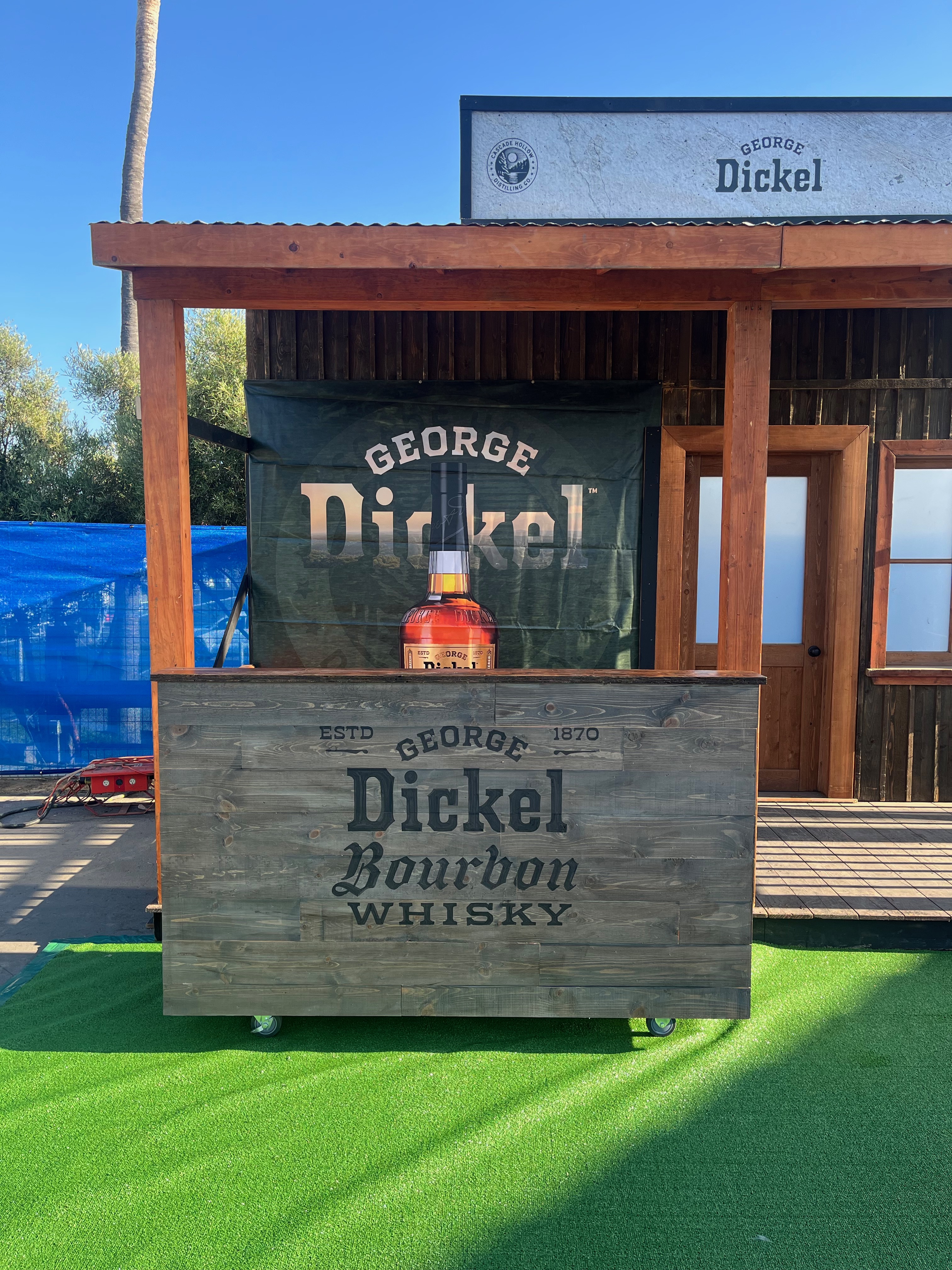 Dickel Bourbon Whisky bar cart at event made out of wood