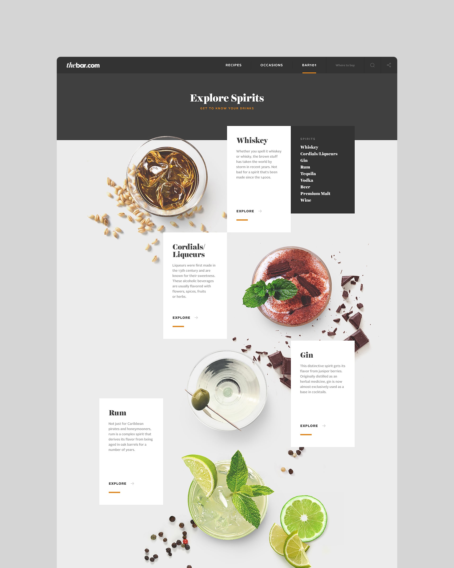 Explore spirits detail page