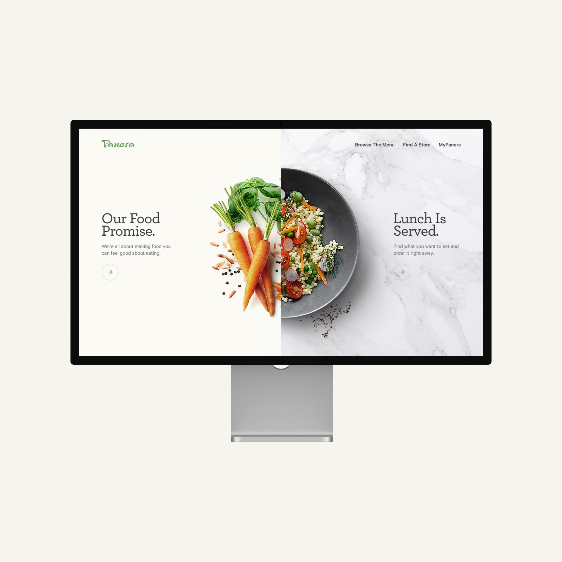 Panera website shown on a display