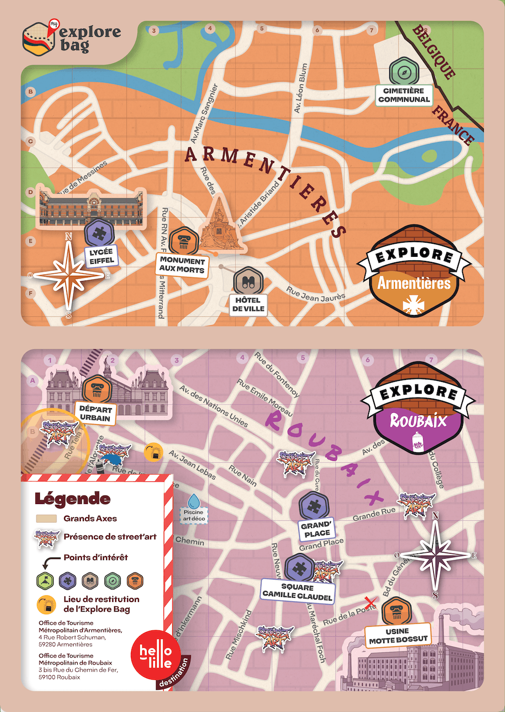 Carte du jeu de découverte à Roubaix
