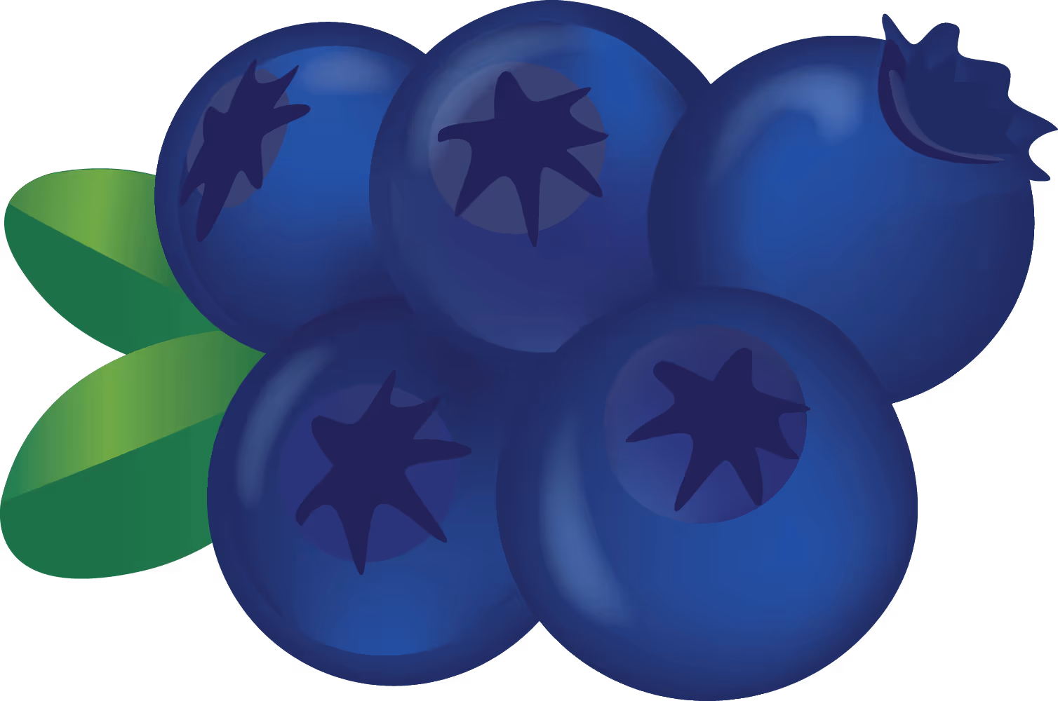 A bunch of blueberries with leaves on a black background