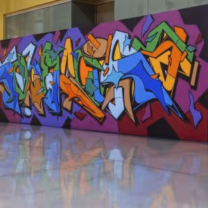 Colorful graffiti-style mural