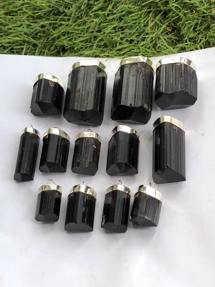 Black Tourmaline with silver