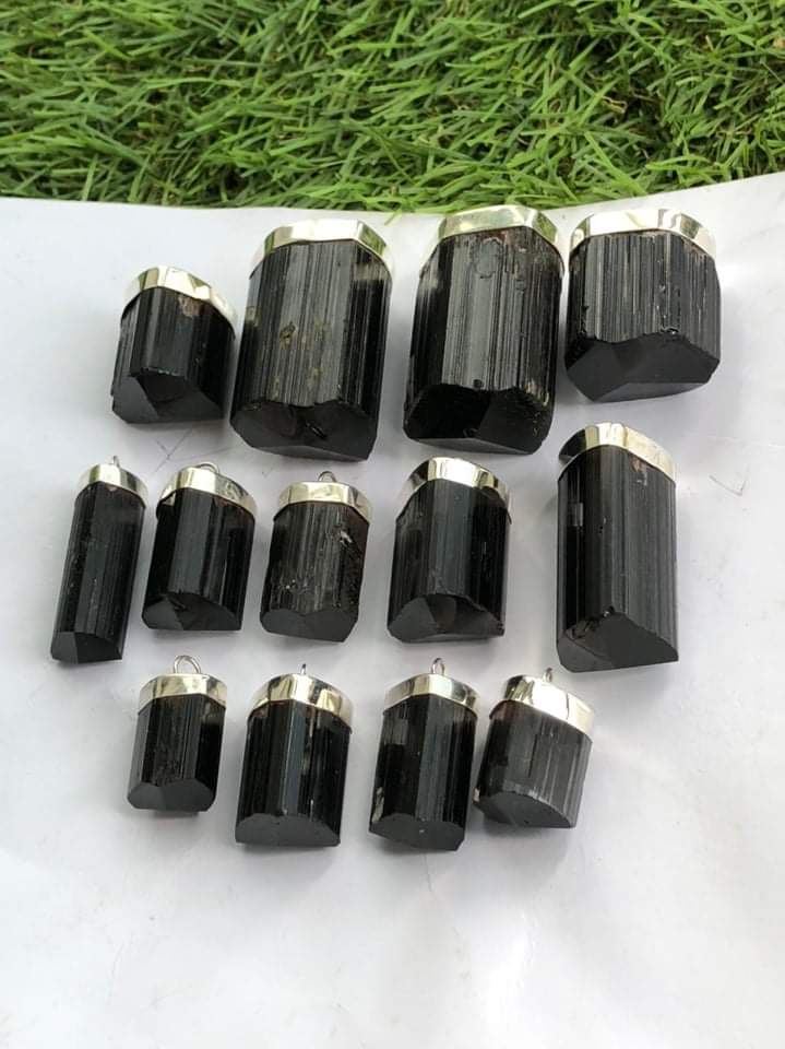 Black Tourmaline with silver