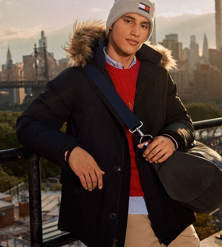 Model wearing Tommy Hilfiger apparel