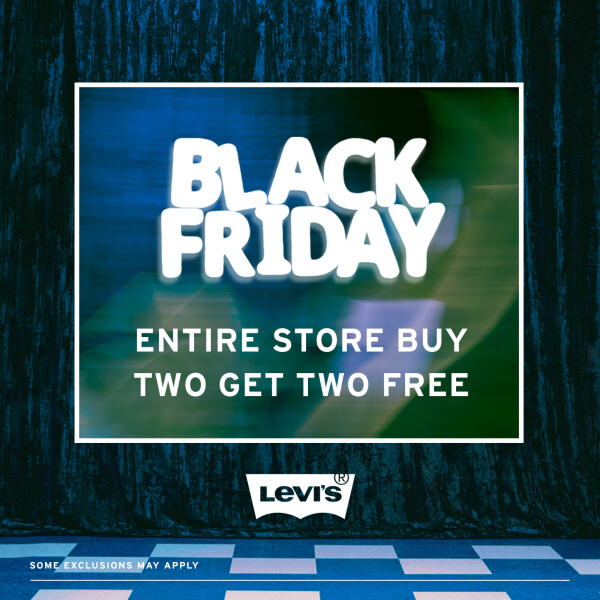 Black Friday Entire Store Buy Two Get Two Free in white text graphic