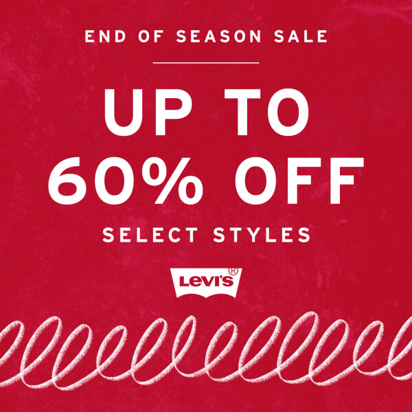 Up to 60% Off white text on red background