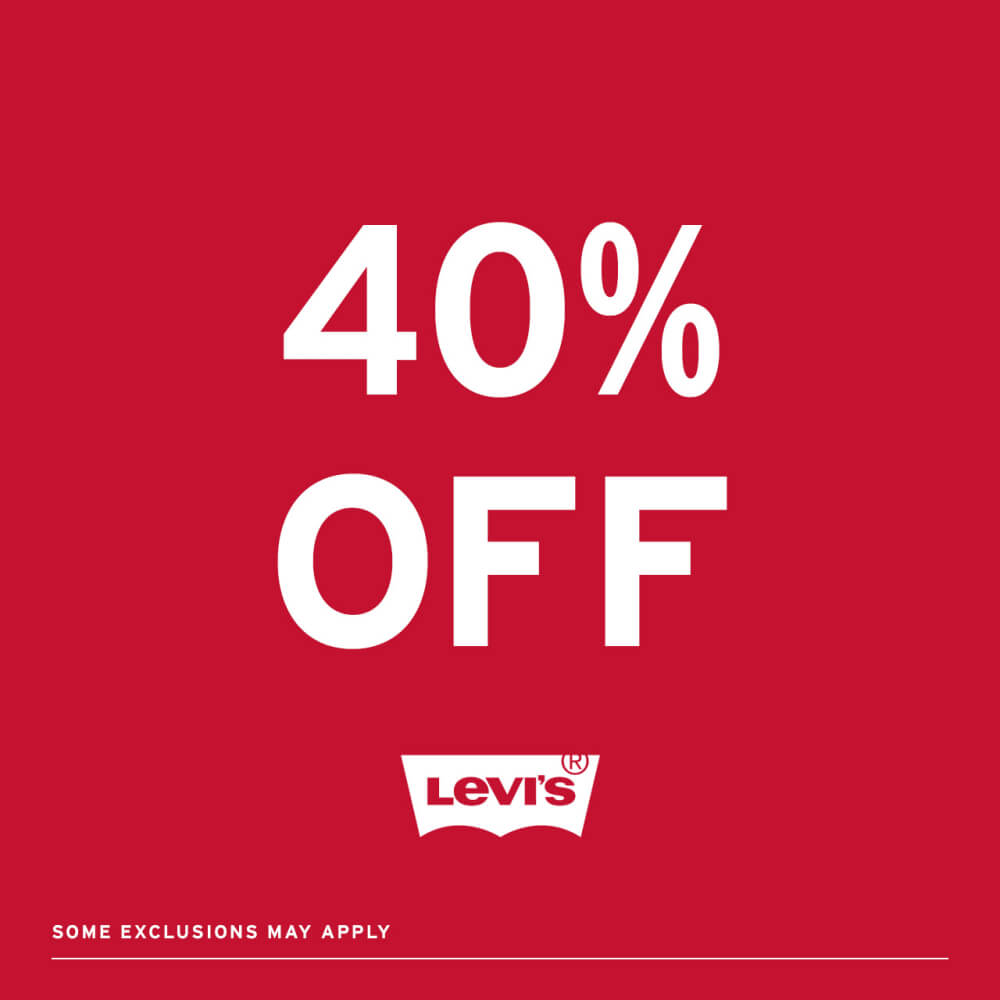 40% Off in white text on a red background