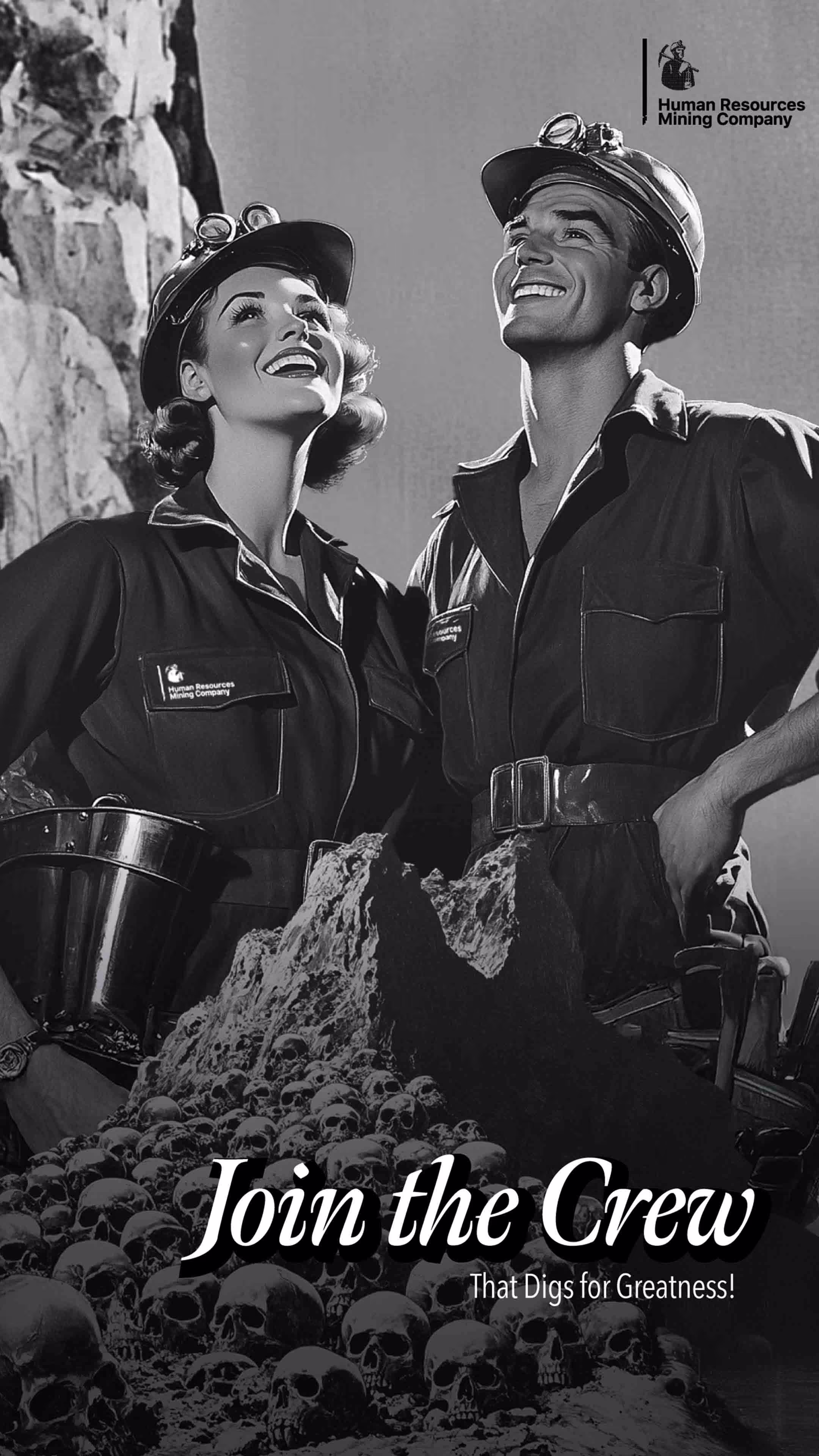 A black and white photo of a man and a woman.