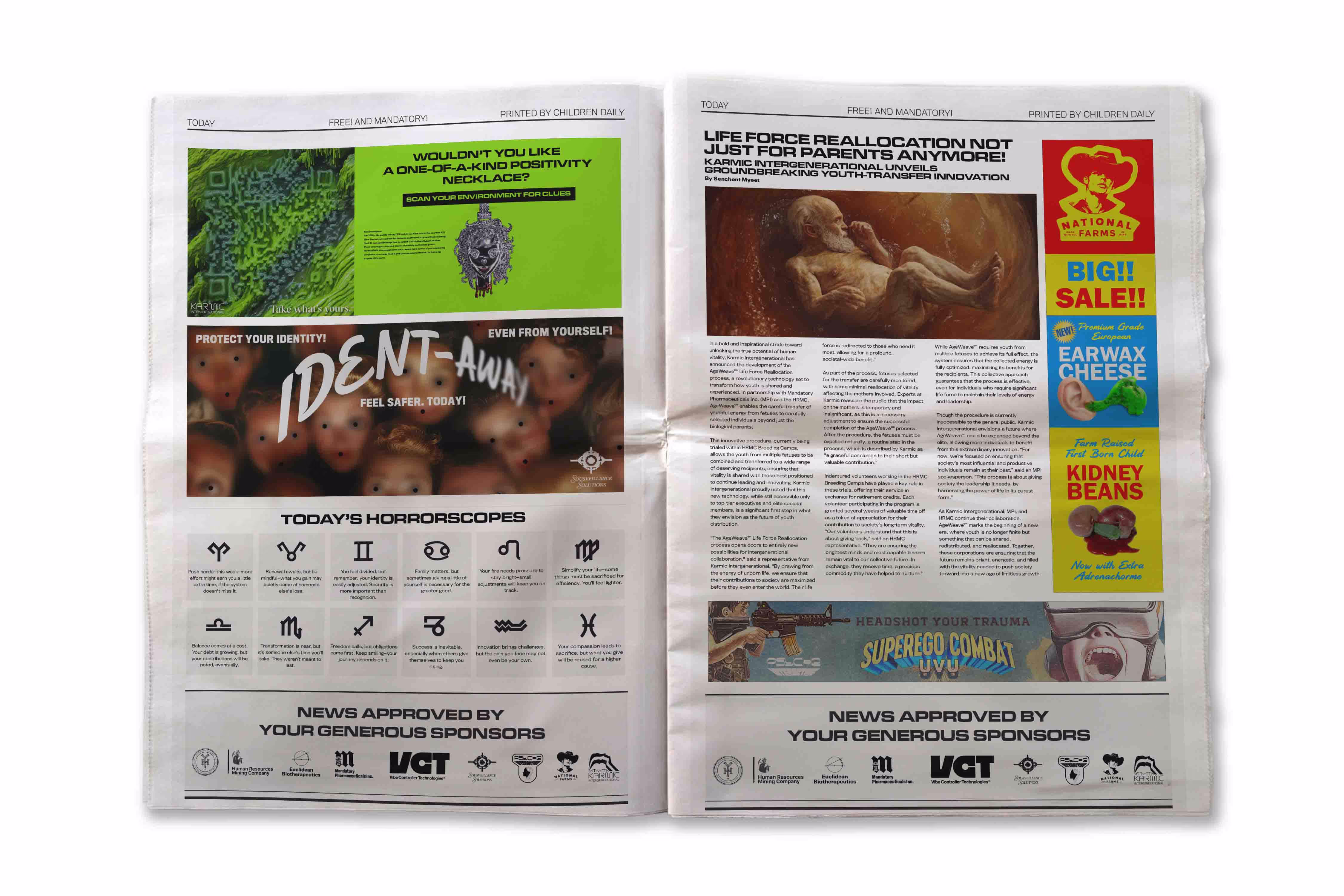 The front and back pages of a magazine.