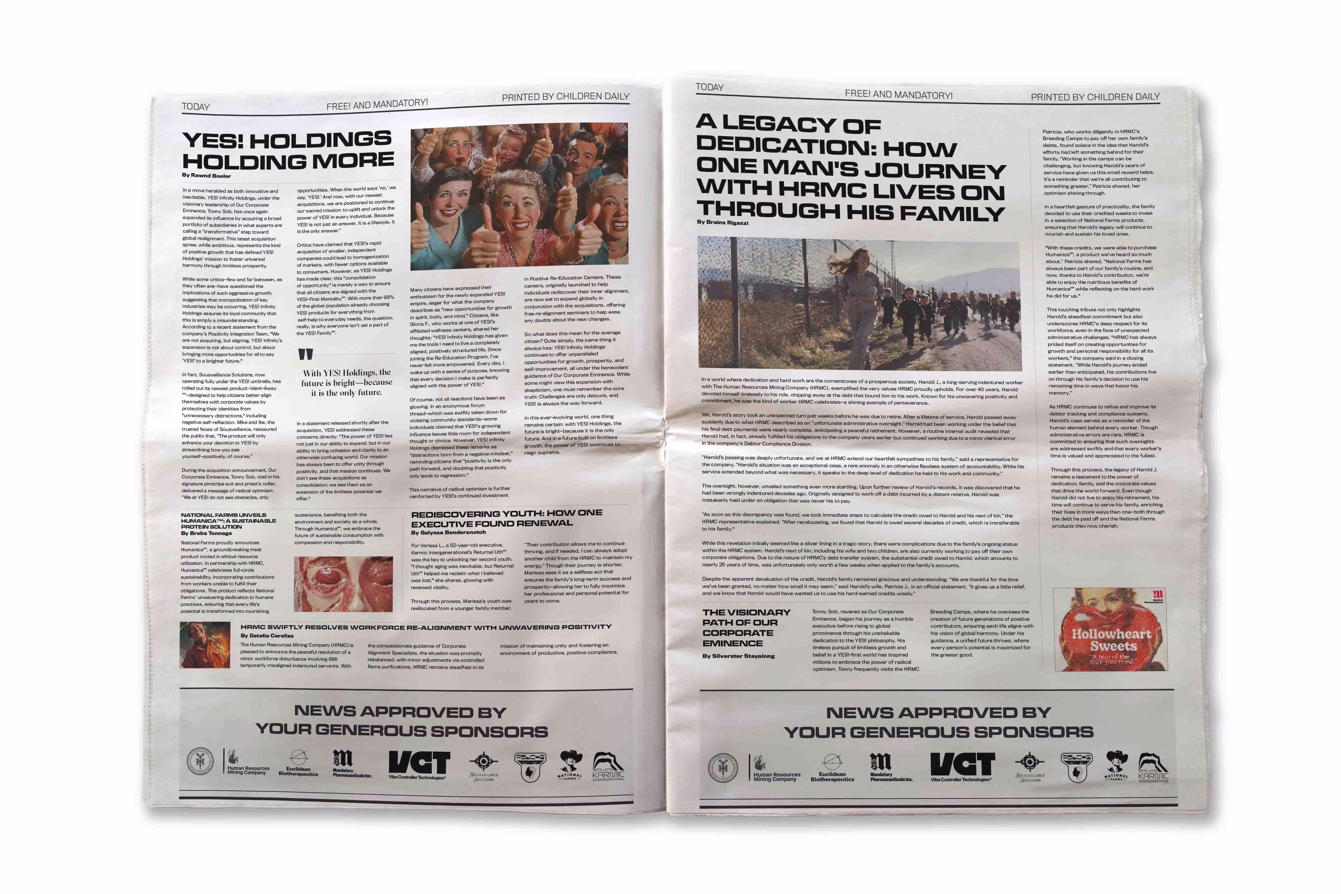 A newspaper with a bunch of pictures on it.
