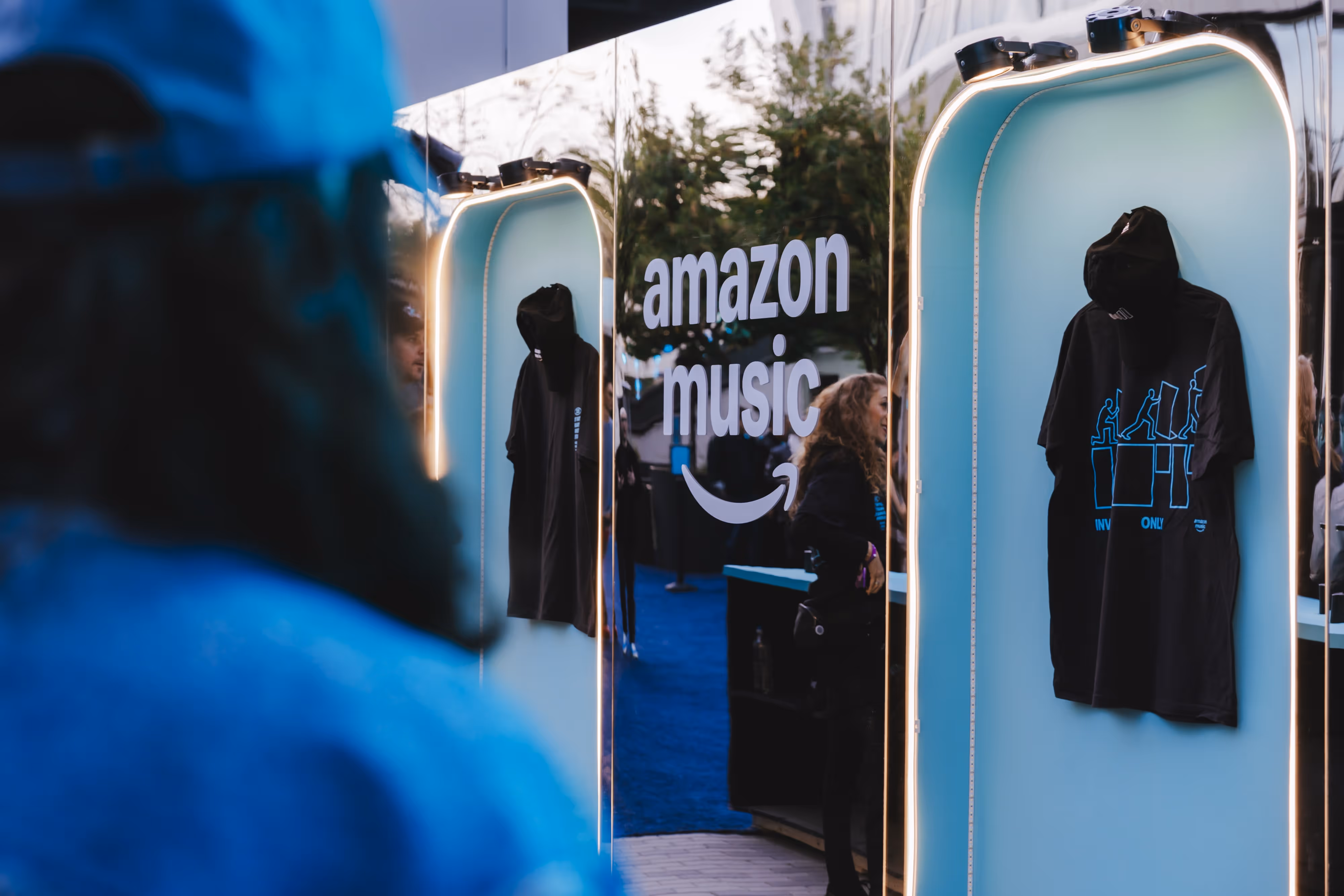 A reflection of a person in a mirror.