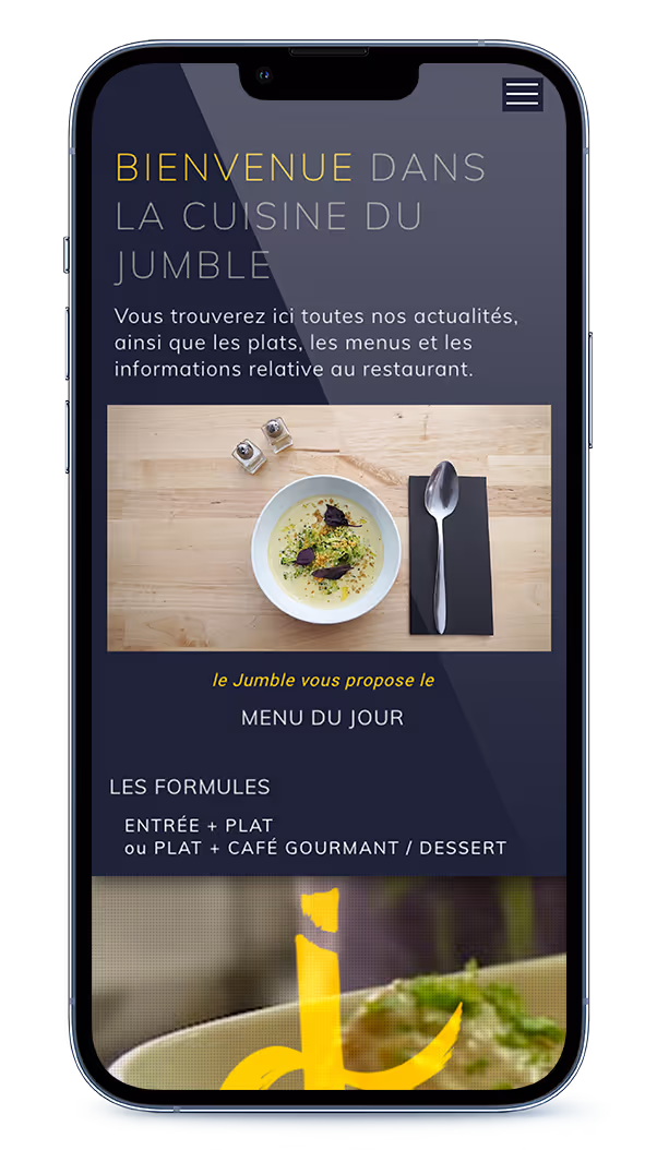 Page d'accueil site Jumble Mobile version